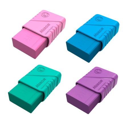 BORRACHA ESCOLAR MERCUR COLOR C/CAPA PLASTICA UNITARIO