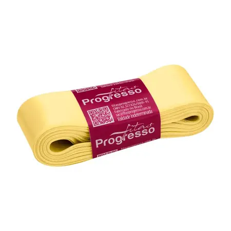 FITA PROGRESSO CETIM 38 MM X 10 MT COR 2052 AMARELO CLARO