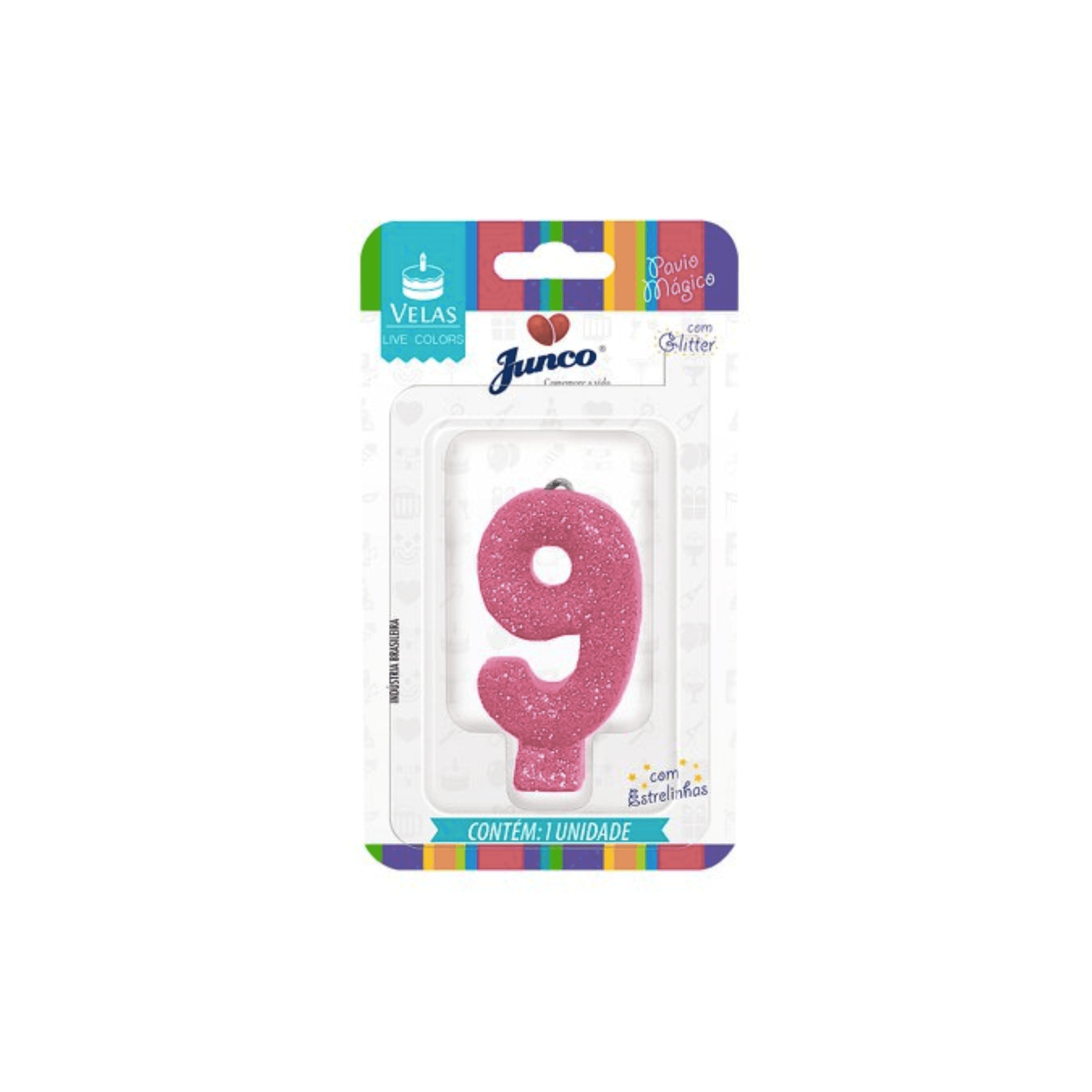 VELA JUNCO LIVE COLORS GLITTER ROSA BEBE Nº 9