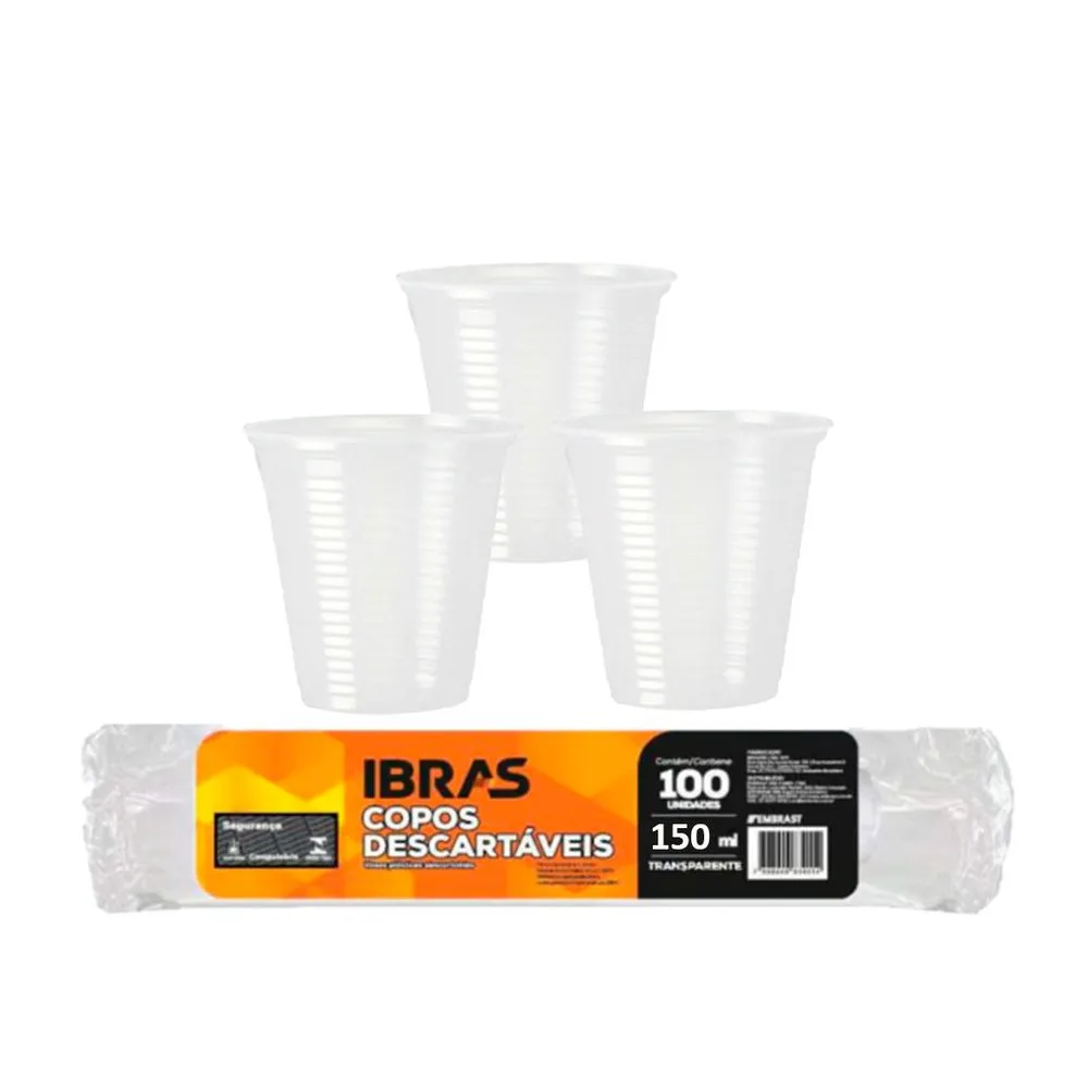 COPO DESCARTAVEL IBRAS 150 ML CRISTAL C/100 UN