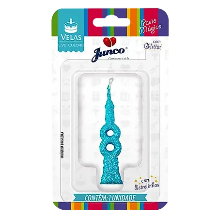 VELA JUNCO MINI GLITTER AZUL TIFFANY Nº 8