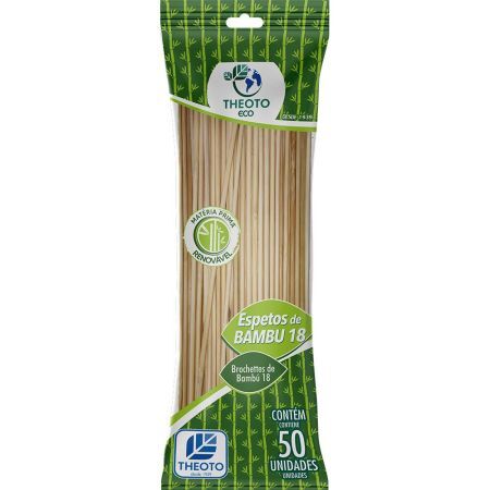PALITO P/ CHURRASCO THEOTO 18 CM BAMBU C/50 UN