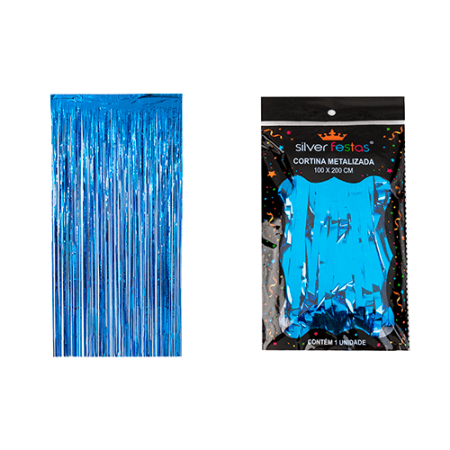 CORTINA DE FITA SILVER PLASTIC 2 MT AZUL