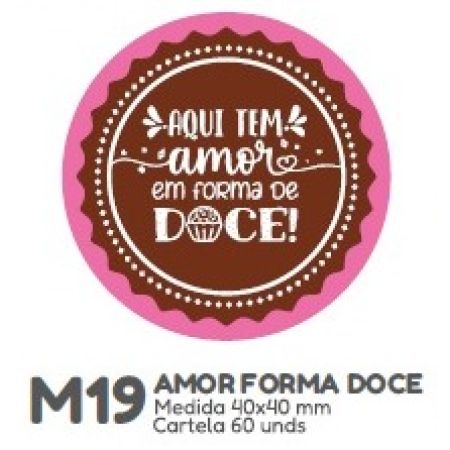 ETIQUETA P/ BOMBOM HIPER EMB. AMOR EM FORMA DE DOCE M19