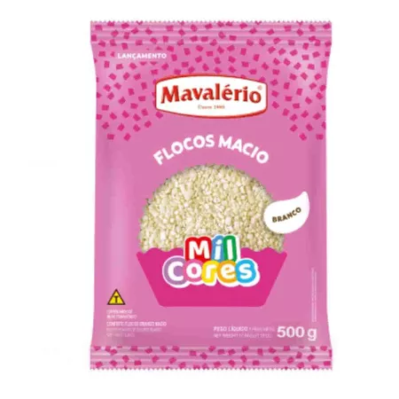 FLOCOS CHOCOLATE MAVALERIO MACIO BRANCO 500 GR