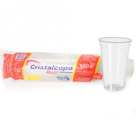 COPO DESCARTAVEL CRISTALCOPO 550 ML CRISTAL PP C/50 UN