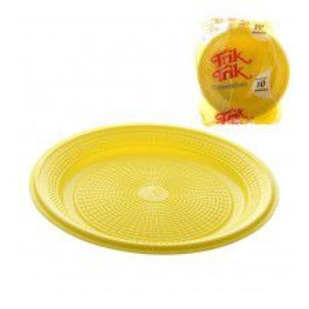 PRATO DESCARTAVEL TRIK TRIK 15 CM BIO RED AMARELO C/10 UN