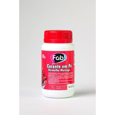 CORANTE EM PO FAB 80 GR VERMELHO MORANGO