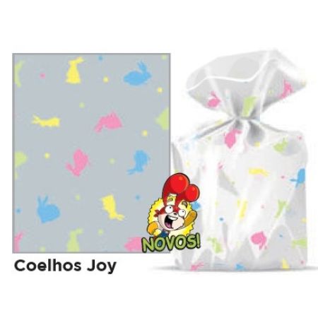 PASCOA SACO TRANSP. 20X30 LUCKY FEST COELHOS JOY C/50 UN
