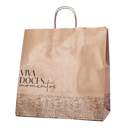 SACOLA DE PAPEL VINCO TAM. M 28X23,5X16 CM VIVA DOCES MOMENTOS KRAFT UNITARIO