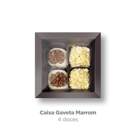 CAIXA PARA BOMBOM PLAC GAVETA 04 DOCES MARROM