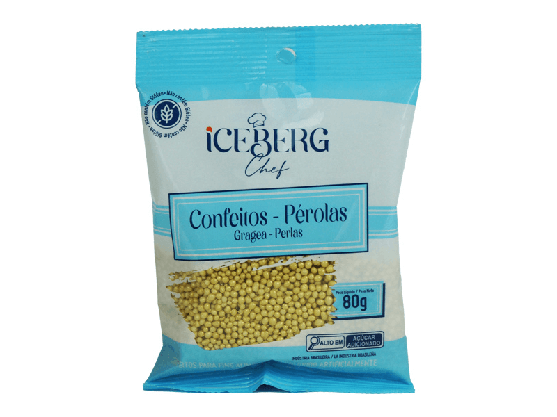 CONFEITO MICANGA COLORIDA ICEBERG 80 GR PEROLADO DOURADO