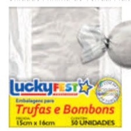 EMBALAGEM P/ TRUFFAS 15X16 LUCKY FEST LISO INCOLOR C/50 UN