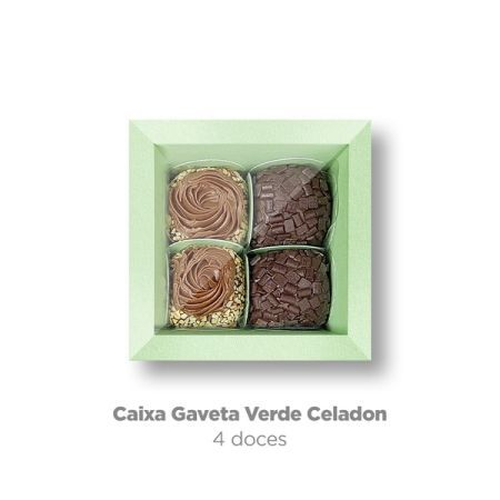 CAIXA PARA BOMBOM PLAC GAVETA 04 DOCES VERDE CELADON