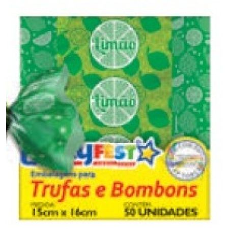 EMBALAGEM P/ TRUFFAS 15X16 LUCKY FEST SABOR LIMAO C/50 UN