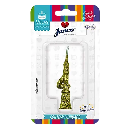 VELA JUNCO MINI GLITTER DOURADA Nº 4
