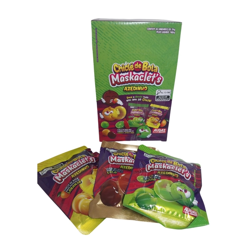 CHICLE MBL MASKACLETS BOLA AZEDINHO 24 GR UNITARIO