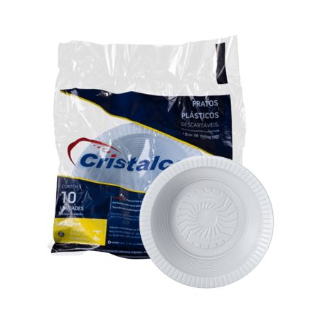 PRATO DESCARTAVEL CRISTALCOPO 12 CM FUNDO BRANCO C/ 10 UN