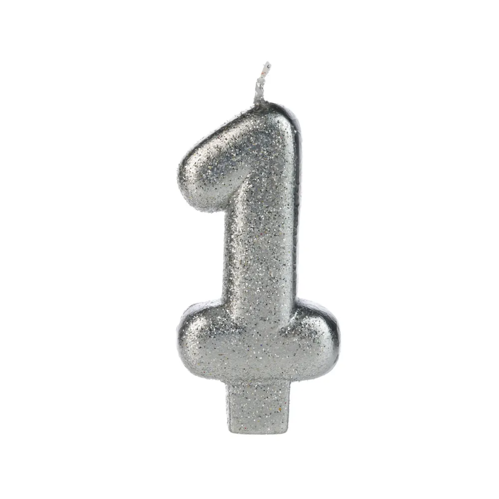 VELA SILVER GLITTER PRATEADA Nº 1