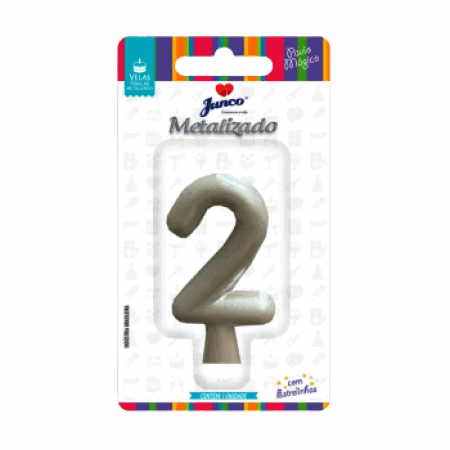 VELA JUNCO METALIZADA PEROLADO BRANCO Nº 2