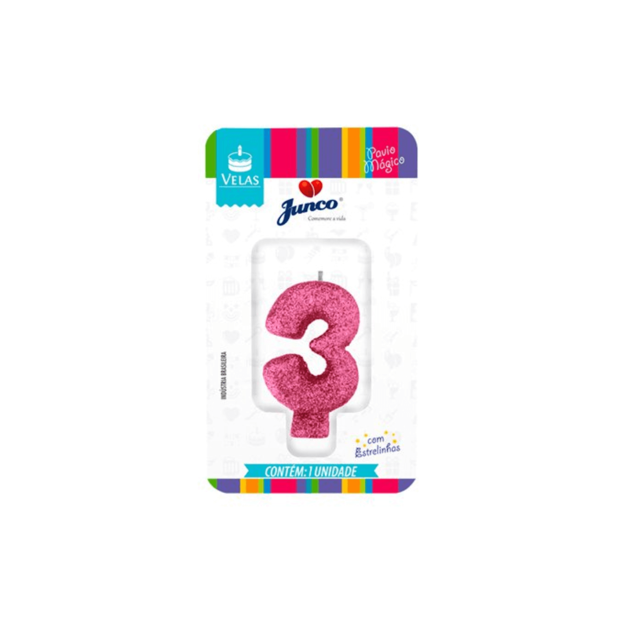 VELA JUNCO LIVE COLORS GLITTER ROSA BEBE Nº 3