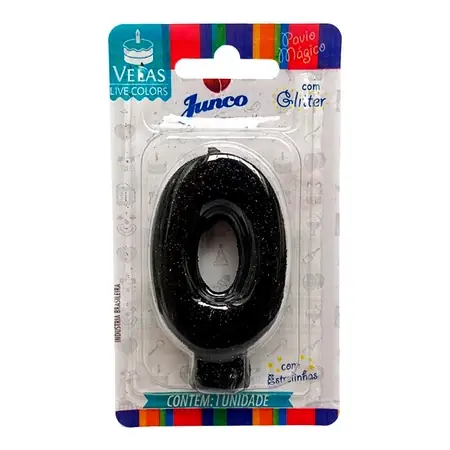 VELA JUNCO LIVE COLORS GLITTER PRETA Nº 0