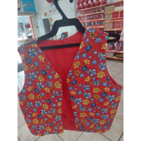 JUNINA ROUPA SB ACESSORIOS COLETE FLORAL VERMELHO TAM. G REF. CLT008