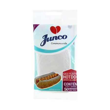 SACO P/ HOTDOG JUNCO MINI PLASTICO 15X10,5 CM 50 UN