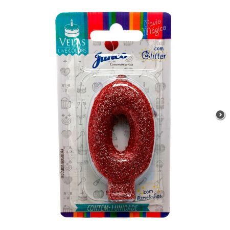 VELA JUNCO LIVE COLORS GLITTER VERMELHO Nº 0