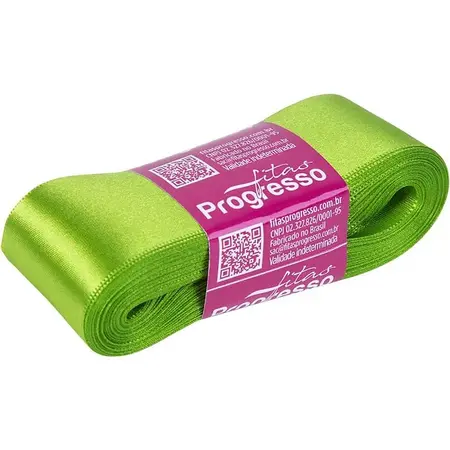 FITA PROGRESSO CETIM 38 MM X 10 MT COR 677 VERDE FOLHA