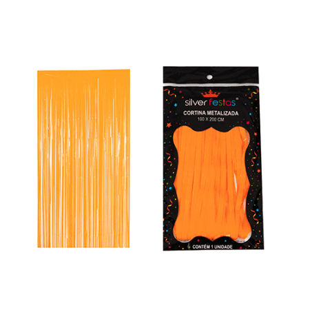 CORTINA DE FITA SILVER PLASTIC 2 MT LARANJA