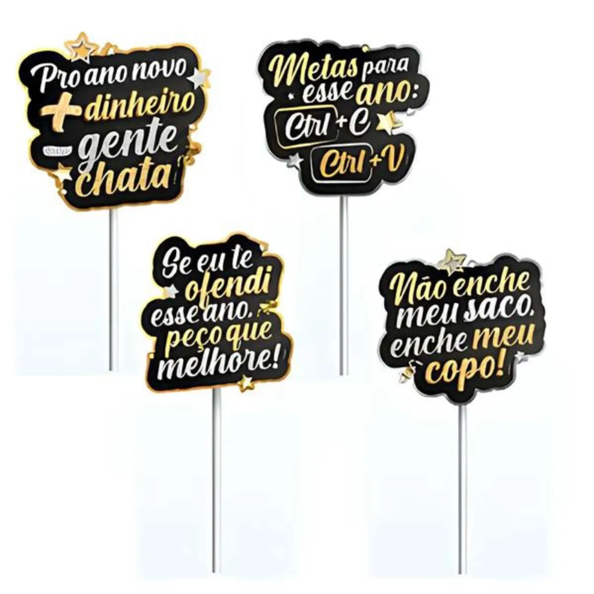 NATAL KIT PLACAS REGINA ANO NOVO DIVERTIDA C/04 UN